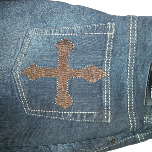 KMJ Men's Jeans Size 36 NWT Cross Patch Pocket Stretch - Picture 2 of 3
